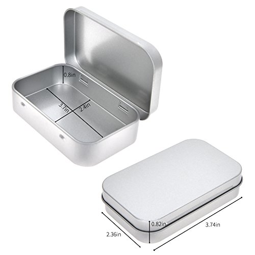 Aybloom Metal Rectangular Empty Hinged Tins - 30 Packs Silver Mini Portable Box Containers Small Storage Kit & Home Organizer
