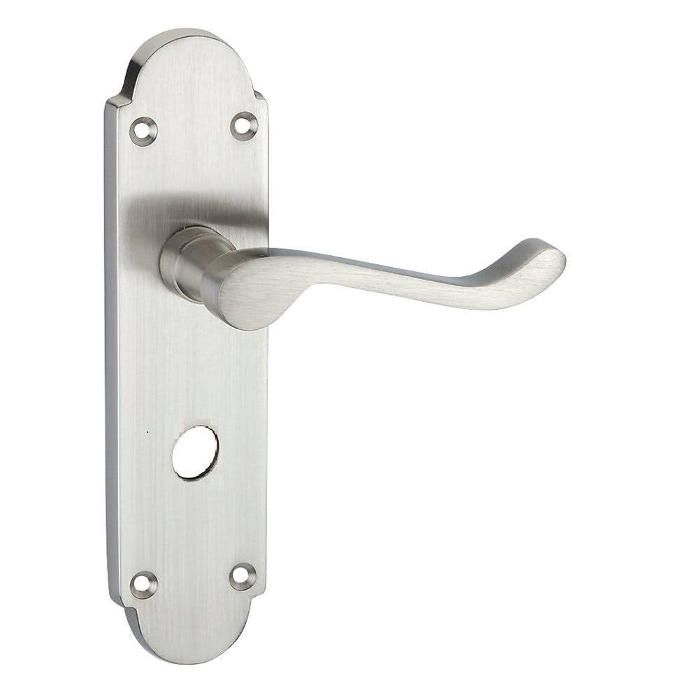 Designer Levers Brora Satin Nickel Lever on Backplate Bathroom Door Handle Pair 170mm x 43mm 8029SN — image 1