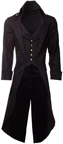 Steampunk Men's Grim Long Coat - Medium, Black