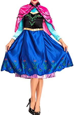 Anime Cosplay Costume Princess Anna Fancy Dress with Shawl, M