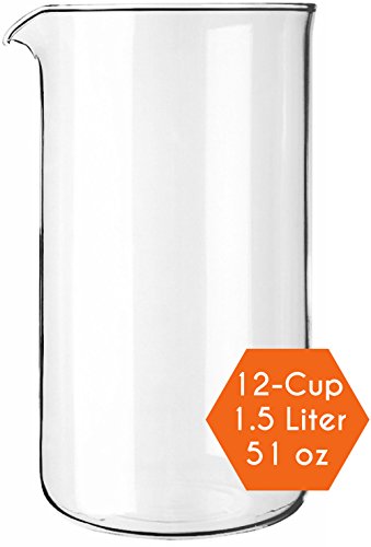 Cozyna Universal 51oz French Press Replacement Glass Beaker Fits All Brands of French Press Coffee Maker Carafe, 12-cup | 1.5L | 51oz