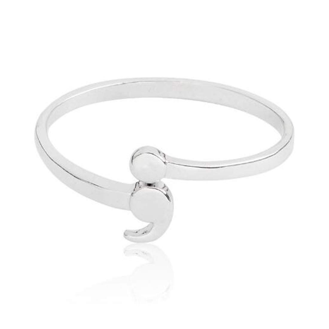 CHENCAN01 Personality Comma Semicolon Rings for Women Girl's Adjustable Silver Irregular Mental Health Open Rings Inspirational Jewelry