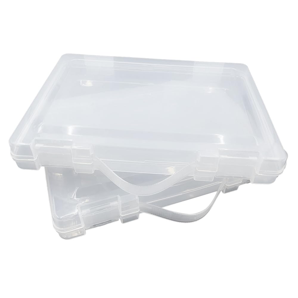 WYAN 2 Pcs A4 Lever arch files Storage Boxes,Clear Plastic Beads Storage Containers Box,Rectangle Bead Holder Plastic Cases,Building Block Organiser,for storing items (30 * 21cm)