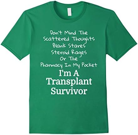 Men's Lung Kidney Heart Transplant Survivor Blank Stares T-Shirt Medium Kelly Green