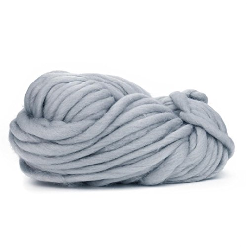 Kshion Wool Yarn Super Soft Bulky Arm Knitting Wool Roving Crocheting DIY (Gray)