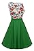 ACEVOG Women Classy 1950s Vintage Rockabilly Swing Floral Print Party Cocktail Dress, Green, Small