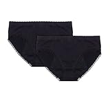 Anigan EvaWear 2 Pack Menstrual Period or Light incontinence Panty, Absorbent, Hypoallergenic, Various Styles (Small Hipster, Black)