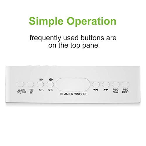 Reacher Simple Alarm Clock Radio with USB Charger Port, FM Radio