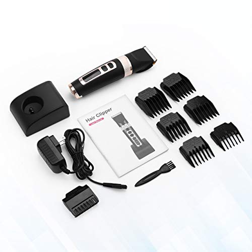 Powerextra Hair Clipper & Cordless Beard Trimmer for Men with 7 Combs Brush and Thinner Included, USB Rechargeable with LED Display