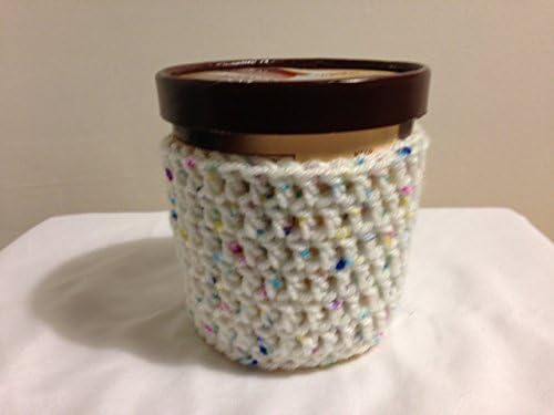 Ice Cream Pint Cozy (SET of 2) polka dots spoon included white free shipping handmade crochet