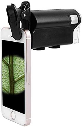 60-100X Telephoto Lens + 180° Cell Phone Microscope LED UV Light Jewelry Loupe Magnifier Loop Jeweler Eyeglass Microscope Smartphones iPhone Samsung and Tablets Portable Clip-On Micro Lens