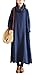 Soojun Women's Cowl Neck Cotton Linen Maxi Dresses with Pockets, Navy, One Size