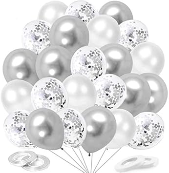 O Kinee Ballons Argente Anniversaire 60 Pieces Argent Ballon De Baudruche Confettis Ballons Helium Ballon Metallique Argente Blanc Pour Mariage Anniversaire Baby Shower Bapteme Decoration Amazon Fr Jeux Et Jouets