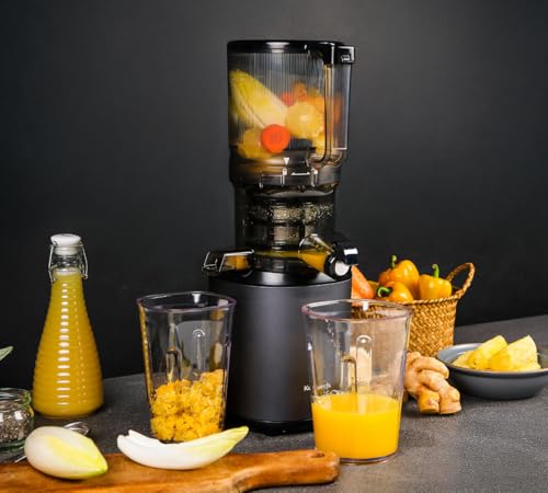 Kuvings | AUTO6 Hands Free Juice Extractor | Automatic Cutting of Whole Fruit and Vegetables | 1.7L Basket | Easy Cleaning | Anthracite