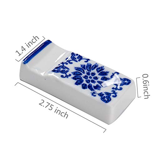 Ceramic Chopsticks Rest Rack Set of 6,Chinese Style Dinner Spoon Stand Knife Fork Holder Porcelain Chopsticks Stand