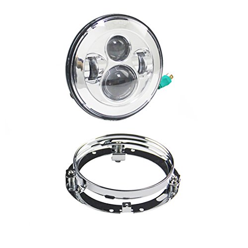 Daymaker 7 inch Round LED Headlight High Low Beam with 7" Mounting bracket ring support forfor Harley Davidson Road King Motorcycle(Chrome)