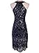 Vijiv Women's 1920s Gastby Sequined Embellished Fringed Paisley Flapper Dress,Glam Pure Black,Large