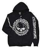 Harley-Davidson Men's Zippered Sweatshirt Jacket, Willie G Skull, Black 30296647