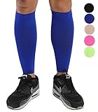 ChinFun Unisex Calf Compression Sleeve - Leg Compression Socks for Shin Splint,Running,Jogging,Basketball,Travel,Circulation & Support-1 pair Blue L