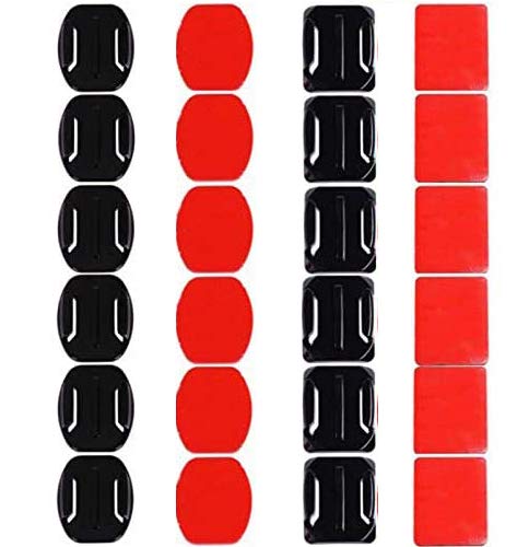 Supkeyer 12Pcs Helmet Accessories Flat Curved Adhesive Mount for Gopro Hero 2 3 3+4 5 6 7，to Ensure the camera stays stable on a helmet or another curved surface