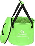 Freegrace Premium Collapsible Bucket Compact Portable Folding Water Container - Lightweight & Durable - Includes Handy Tool Mesh Pocket (Green(Upgraded), 23L (Lid))