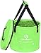 Premium Compact Collapsible Bucket by Freegrace - Portable Folding Water Container - Lightweight & Durable - Includes Mesh Pocket (Green, 10L (Lid))
