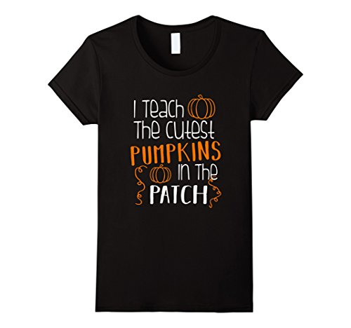 Womens Halloween I Teach The Cutest Pumpkins Funny Teacher T Shirt XL Black