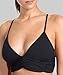 CRZ YOGA Women's Light Support Comfort Wireless Plunge Bra Strappy Bralette Black M