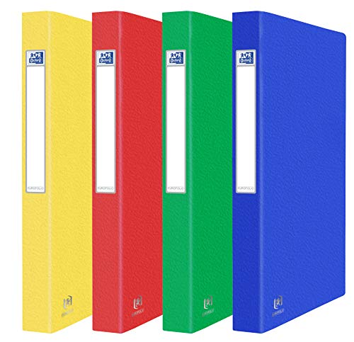 OXFORD Raccoglitore Eurofolioplus A4, dorso 35 mm, 2 anelli, copertina per carta, colori assortiti