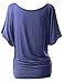 TWINTH Drape Tunic Top Plus Size Loose Fit Cut Out Off Shoulder Violet 2XL