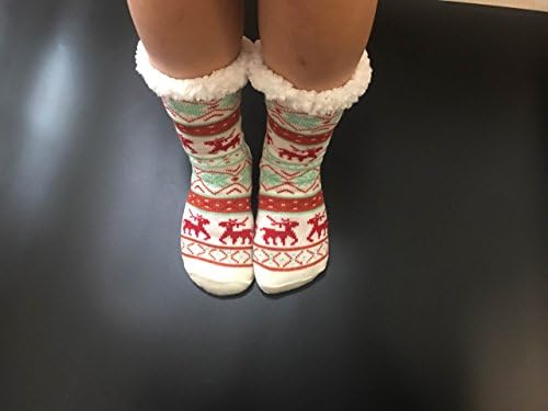 Slipper Socks Warm Winter Women/Girls Fleece Non Slip Christmas Socks grippers Valentine's Day Gift Idea