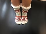 Slipper Socks Warm Winter Women/Girls Fleece Non Slip Christmas Socks grippers Valentine's Day Gift Idea