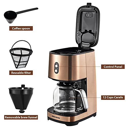 Coffee Maker 12 Cup, REDMOND Drip Coffee Machine with Reusable Filter