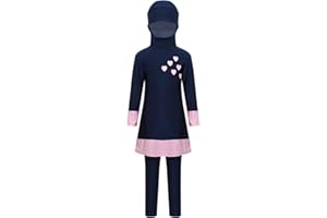 YiZYiF Girls Teens 2-Pieces Swimwear Hijab Modesty Burkini Swimsuit Full Body UPF 50+ Swimming Costume