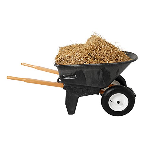 Rubbermaid Commercial FG565961BLA Unassembled Plastic 2-Wheel Wheelbarrow, 200-Pound Capacity