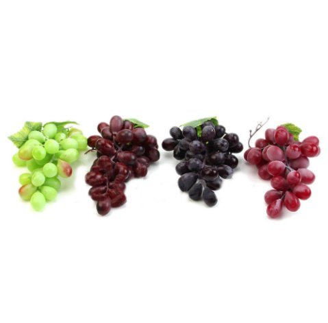URTop 4 Bunchs of Artificial Black ,Red, Green and Purple Large 85pcs Grapes Plastic Fake Decorative Fruit Food Lifelike Home Wedding Party Garden Decor Mini Simulation Fruit Photography Props - Thumbnail 2