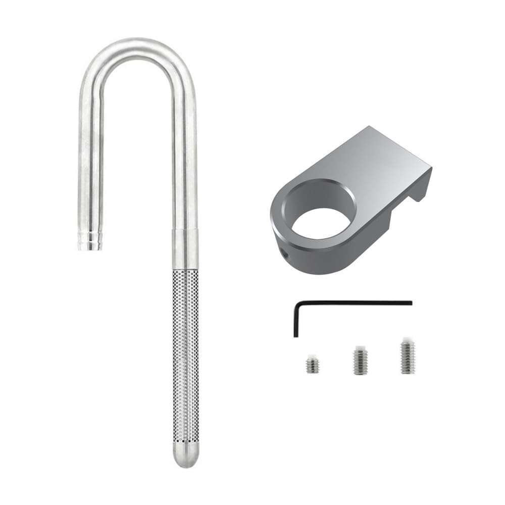 MiOYOOW Aquarium Inflow Outflow Pipe, 304 Stainless Steel Lily Pipe with Aluminum Alloy Fixing Clamp for Fish Tank Aquarium (12/16MM)