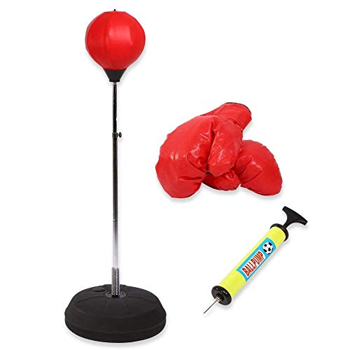 Calma-Dragon-Punching-Ball-Adultos-Saco-de-Boxeo-Prctica-de-Boxeo-Altura-Ajustable-de-pie-Bola-de-Velocidad-Set-de-Boxeo-para-Adultos-Pelota-Color-Rojo-y-Negro
