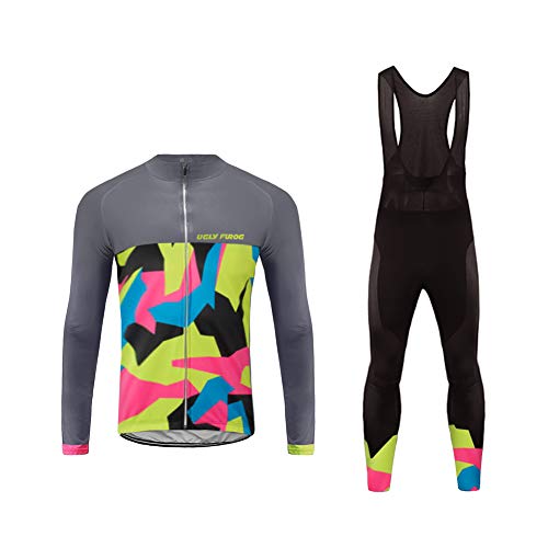 Uglyfrog H10ZRMen's Cycling Clothing Suit Winter Thermal Fleece Sportswear Set Long Sleeve Windproof Jersey Coat Jacket + 3D Padded Pants Trousers