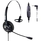 Arama 2.5mm Phone Headset w/ Noise Canceling Boom Mic In-line Volume Mute-Switch for Panasonic Cordless Phones and Grandstream Polycom Cisco Linksys SPA Panasonic Gigaset ( 2.5-Black-Mono)