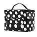 Mintbon Cosmetic Makeup Make up Bag Double Layer Dot Pattern Travel Portable Toiletry Bag Organizer With Mirror Inside (Black)