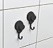 EVIDECO French Home Goods Strong Hold Vacuum Suction Cup Hooks Shower-Kitchen Walls Organizer Loofah Set of 2 White (Black)
