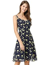 Allegra K - Vestido de verano para mujer, sin mangas, con tirantes, diseño floral