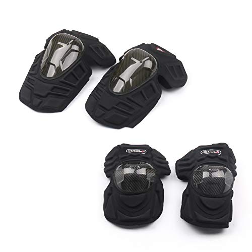 4x Adults Carbon Fiber Knee Pad Shin Armor Guard Motorcycle Bike Protector Gear - Thumbnail 5