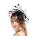 Valdler Halloween Black Costume Feather Net and Veil Fascinator Hair Clip Hat Hair Accessories Clip for Festival Party