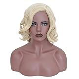 YuHe Blonde Short Curly Wig Synthetic Fiber Heat Resistant Wig Costume Cosplay Hair Replacement Wig for Women