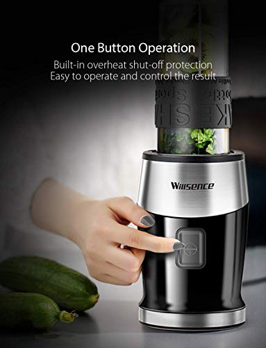 Personal Blender Smoothie Blender for Shakes and Smoothies, 24000 RPM High-Speed Mixer/Grinder System with 20 oz Sport Bottle & Travel Lid and Safe Lock, 300W, BPA-Free Willsence