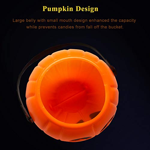Portable Pumpkin Buckets, Candy Jar, Children Halloween Party Decoration Ornaments, 1 x Large + 1 x Small Candy Basket with Handle