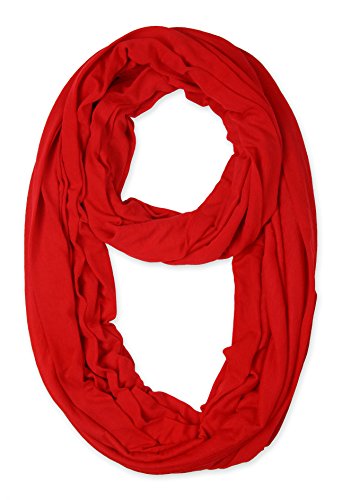 corciova Light Weight Infinity Scarf with Solid Colors Red