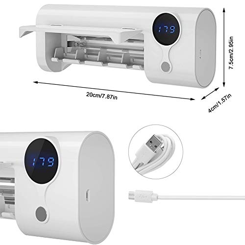 Vinkki UV Toothbrush Sanitizer Wall Mounted Bathroom LED UV Toothbrush Holder Toothbrush Organizer 2000mAh Charging Timing Function 4 Slots for Family Ladies Men Baby Kids Bathroom - Thumbnail 3